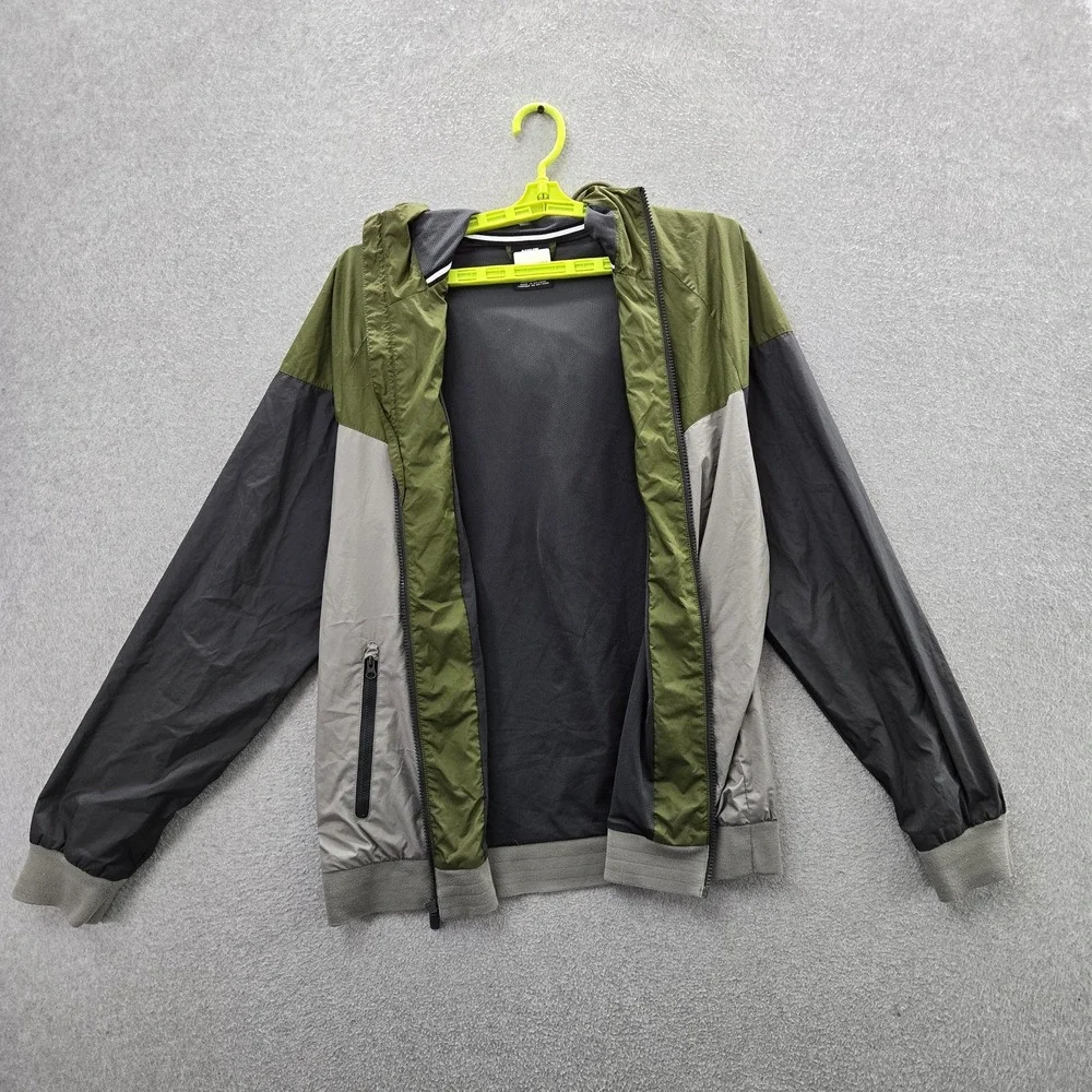 VINTAGE Nike Men Jacket L Green Colorblock Y2K Windbreaker Zipper Logo READ